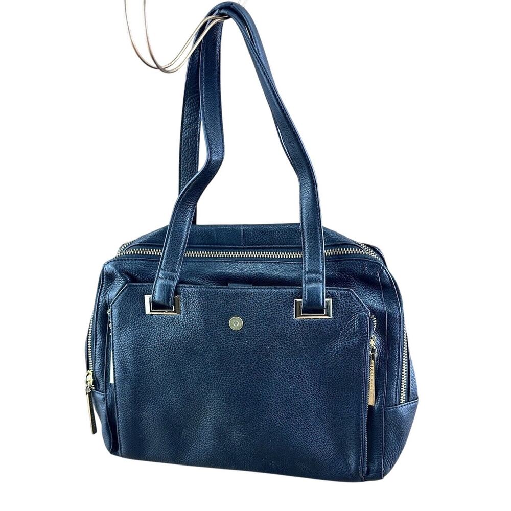 KELSI DAGGER Black Heavy Leather Satchel Shoulder Bag